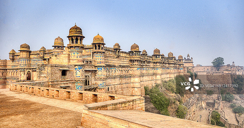 瓜廖尔堡，印度中央邦瓜廖尔附近的丘陵堡垒图片素材