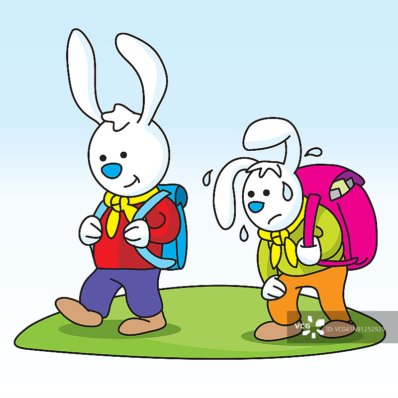 背着书包的兔子图片素材