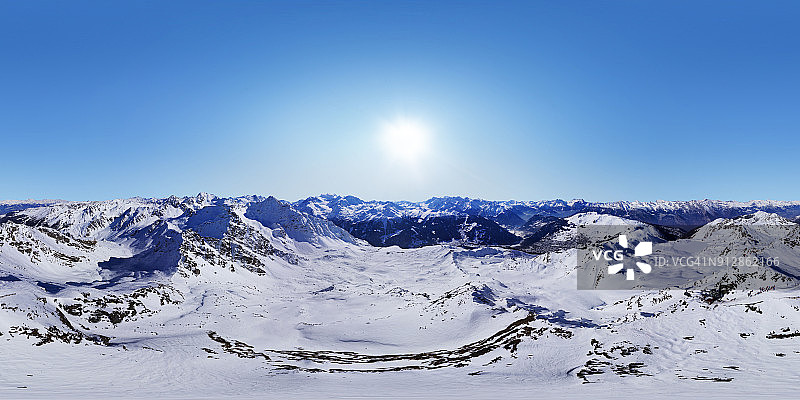 瑞士瓦莱州阿尔卑斯山360度鸟瞰全景图片素材