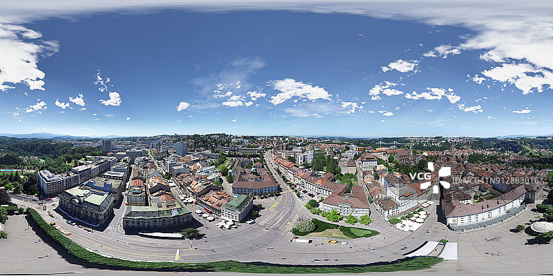 瑞士弗里堡老城360度景观图片素材