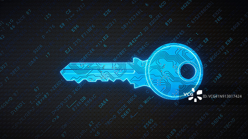 蓝色电路加密数据数码钥匙图片素材