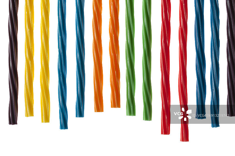 紫、蓝、绿、黄、红、橙色甘草绳图片素材