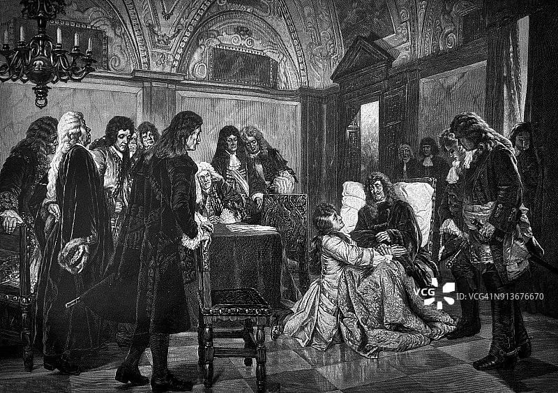 与生病的国王会面 - 1896年图片素材