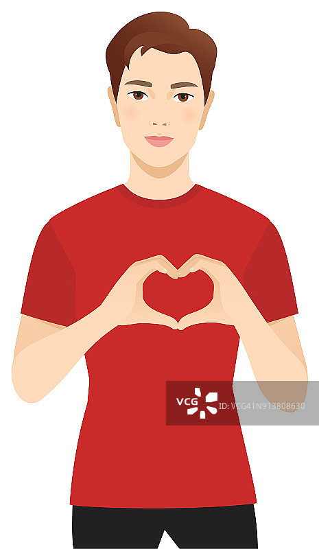 年轻男人用手比心图片素材