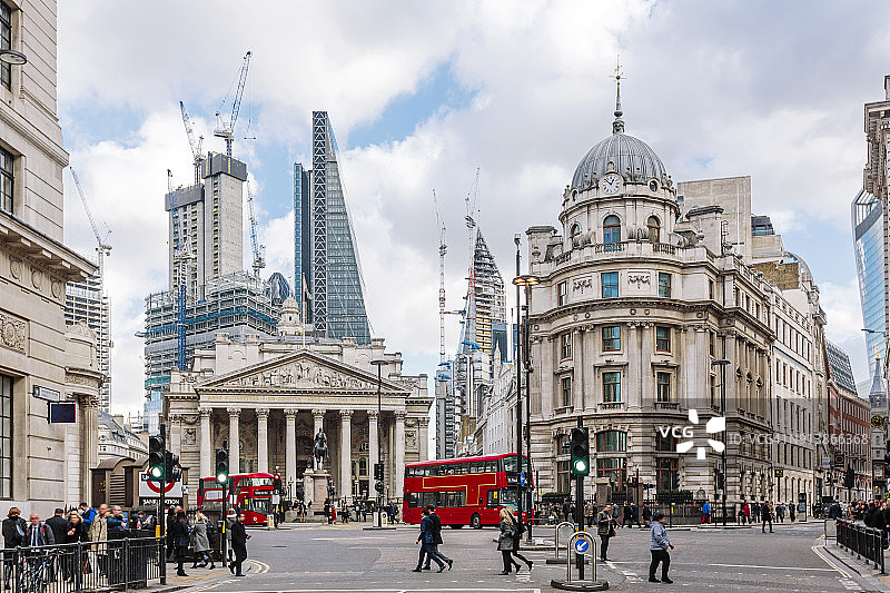 伦敦金融城金融区与英国皇家交易所图片素材