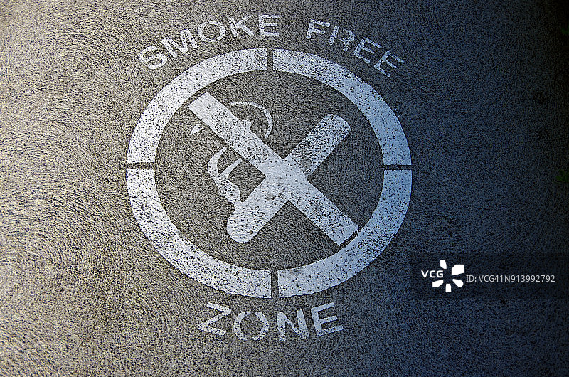 人行道上的无烟区标志图片素材
