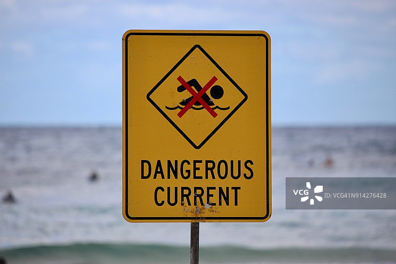 危险水流海滩警告标志图片素材