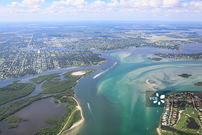 佛罗里达州南部东部海岸线鸟瞰图图片素材