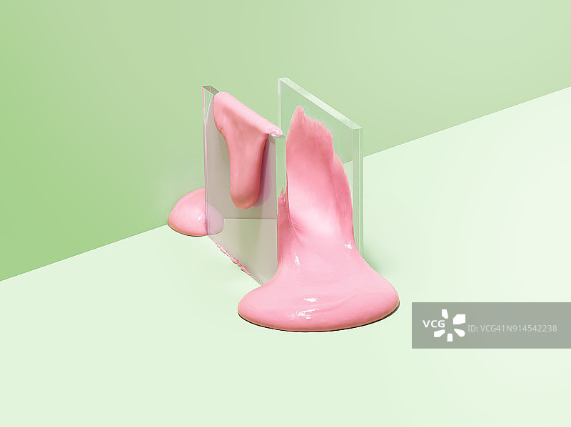 两块玻璃间挤压的史莱姆泥图片素材