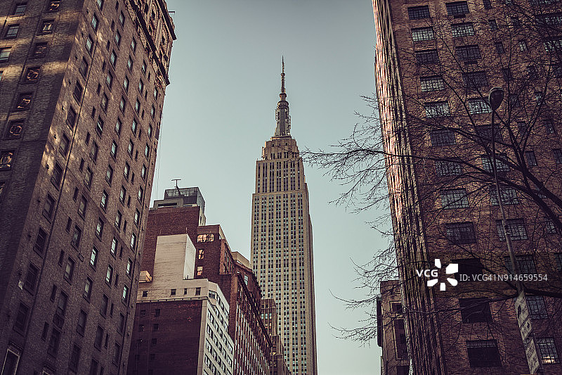 从公园大道看到的帝国大厦远景，纽约曼哈顿图片素材