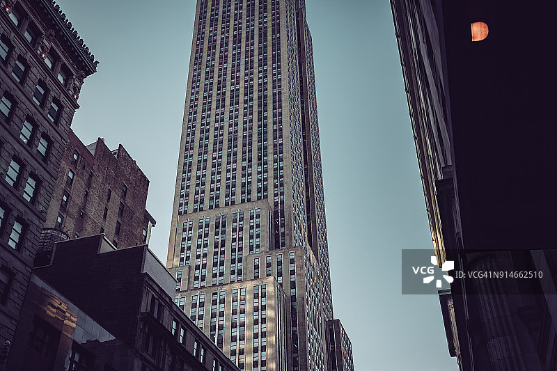 从公园大道看到的帝国大厦远景，纽约曼哈顿图片素材