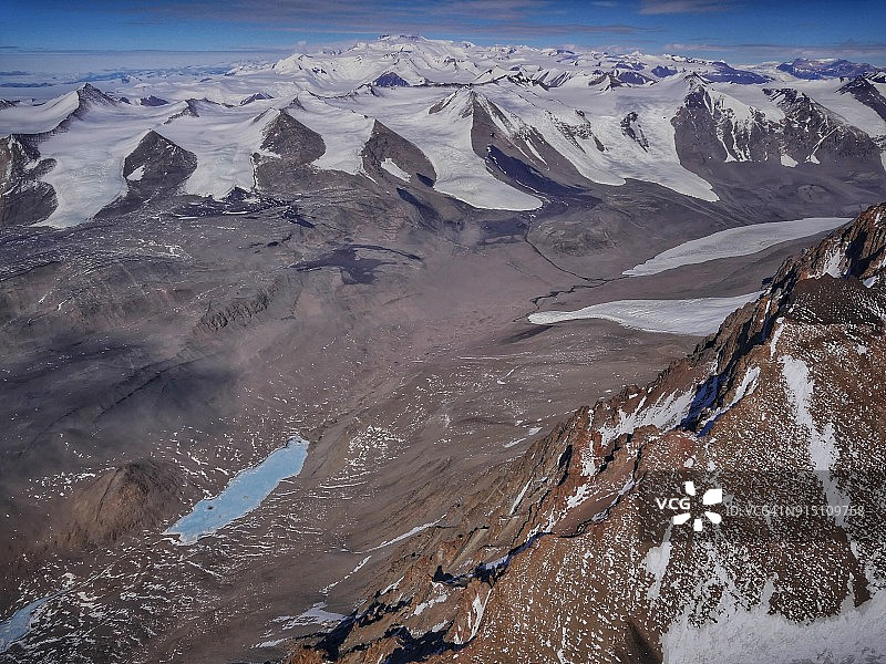 南极洲麦克默多干燥谷泰勒谷航拍图片素材