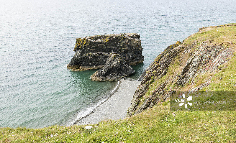 特雷福附近名为Trwyn y Tal的海岬：Llyn半岛上的威尔士海岸小径图片素材