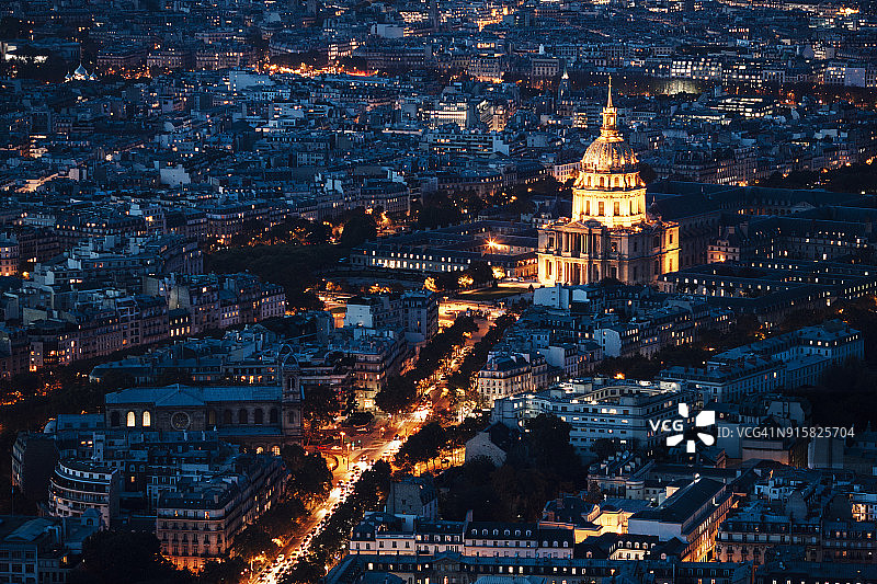 巴黎夜景航拍图片素材