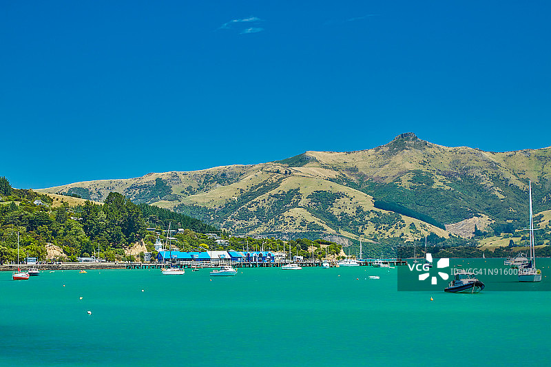 新西兰坎特伯雷阿卡罗阿镇主码头图片素材