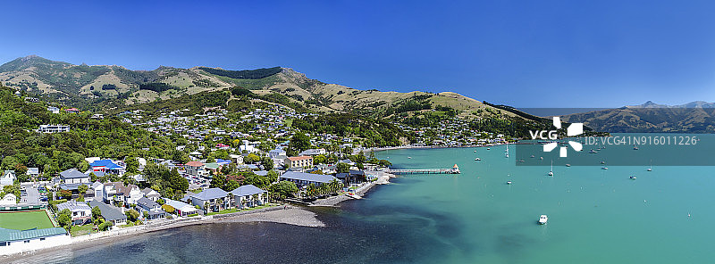 新西兰阿卡罗阿镇和海港航拍图片素材