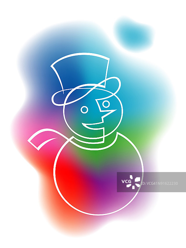 一笔画雪人图片素材