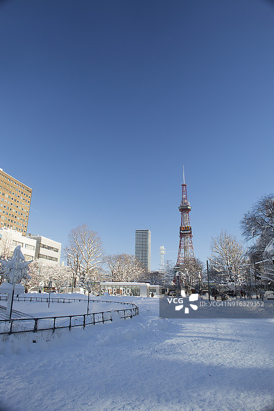 12月北海道札幌市中心大通公园的清晨图片素材
