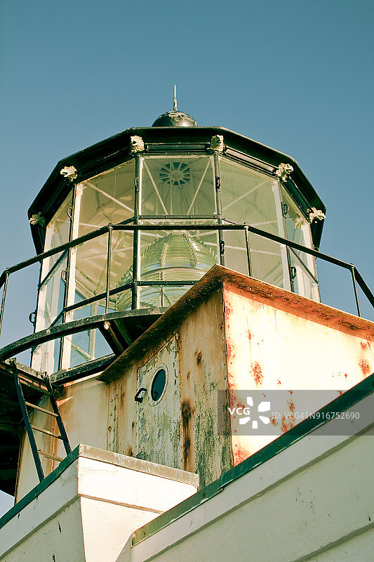 博尼塔角灯塔的菲涅尔透镜塔图片素材