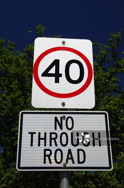 40公里每小时限速和禁止通行道路标志图片素材