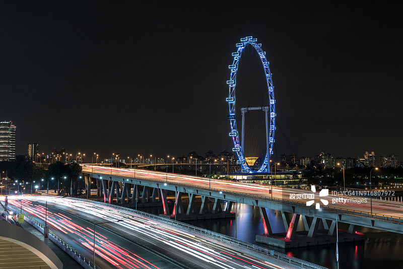新加坡夜景天际线图片素材