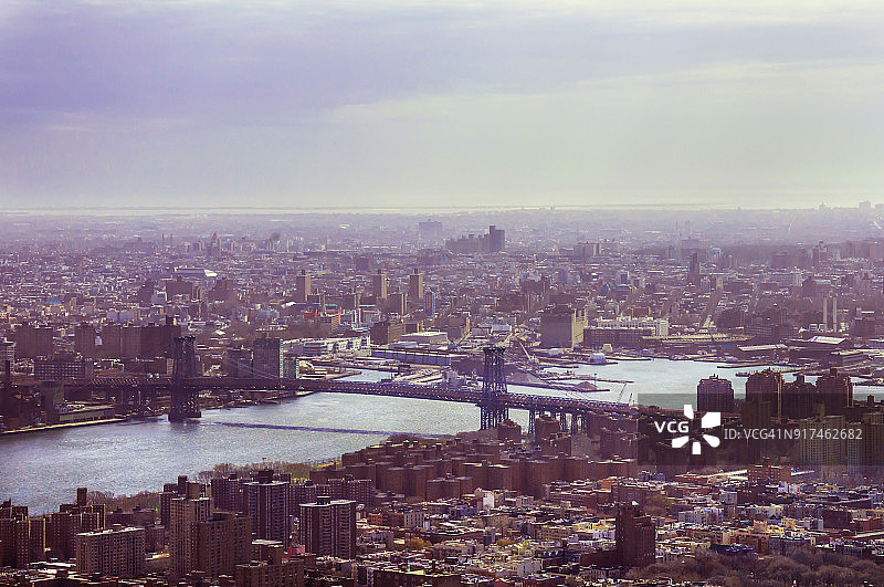 曼哈顿城市风光与威廉斯堡大桥图片素材