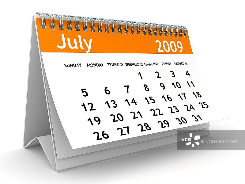 2009年7月橙色日历图片素材