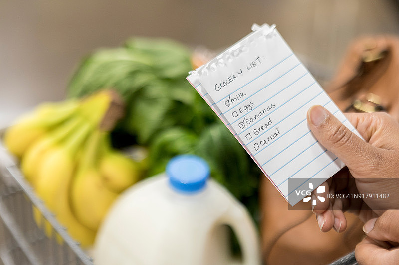 购物清单特写图片素材