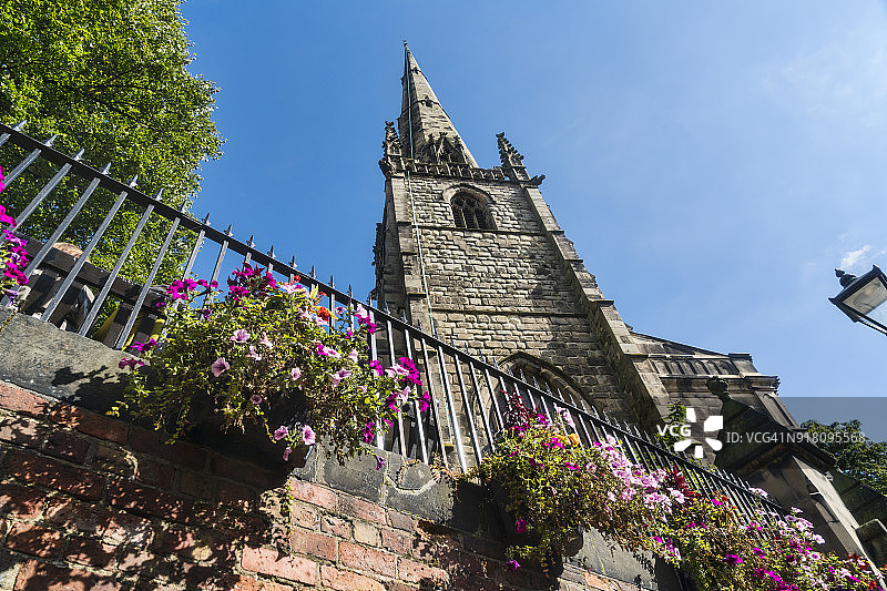 什鲁斯伯里市中心圣奥克蒙德教堂花卉展（英国什罗普郡）图片素材