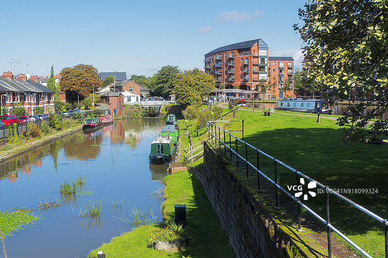 切斯特运河港口，18世纪，运输，特尔福德，切斯特市中心，英格兰图片素材