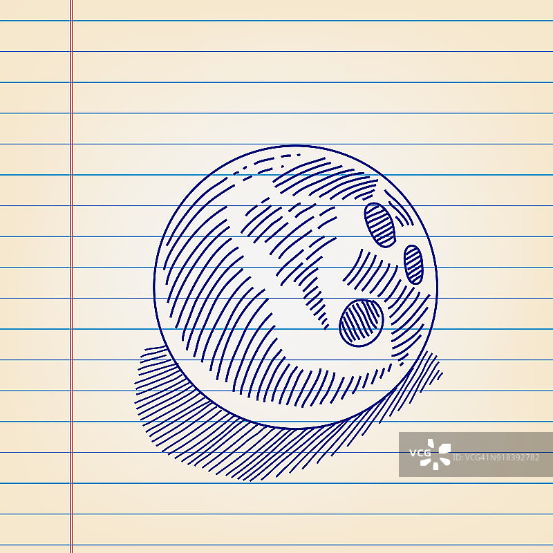 画在线条纸上的保龄球图片素材