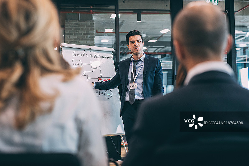 领导者向商务人士做简报图片素材