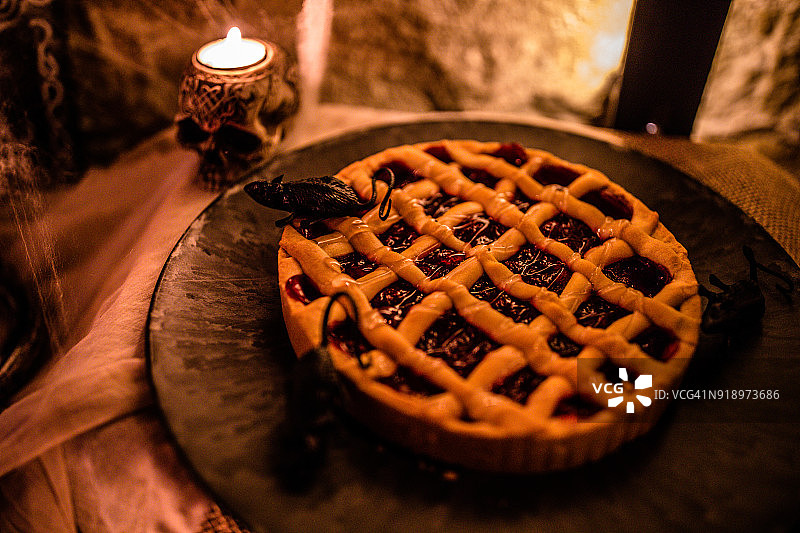 万圣节派对主题南瓜派。图片素材