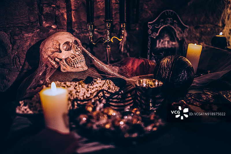 万圣节主题派对食物桌装饰图片素材