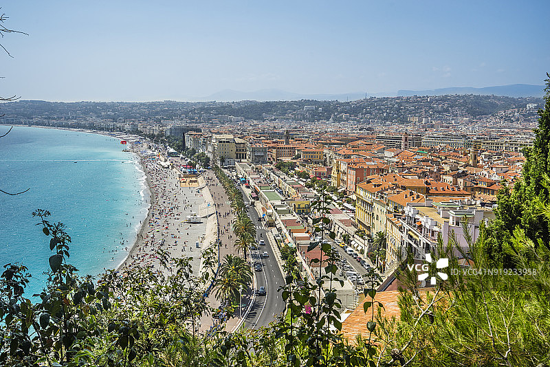 法国尼斯海滨：从城堡山上眺望图片素材