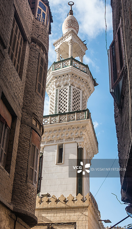 埃及开罗汗哈利利市集的宣礼塔图片素材