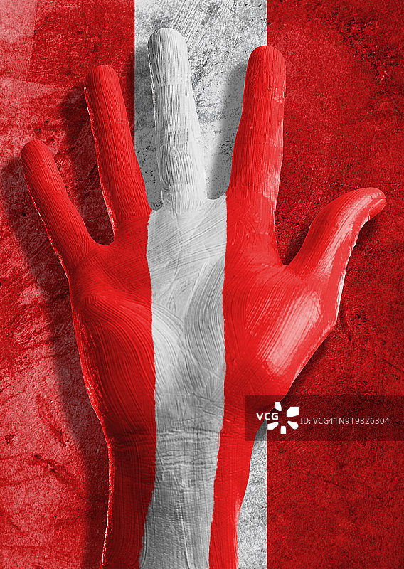 手绘秘鲁国旗的张开的手图片素材