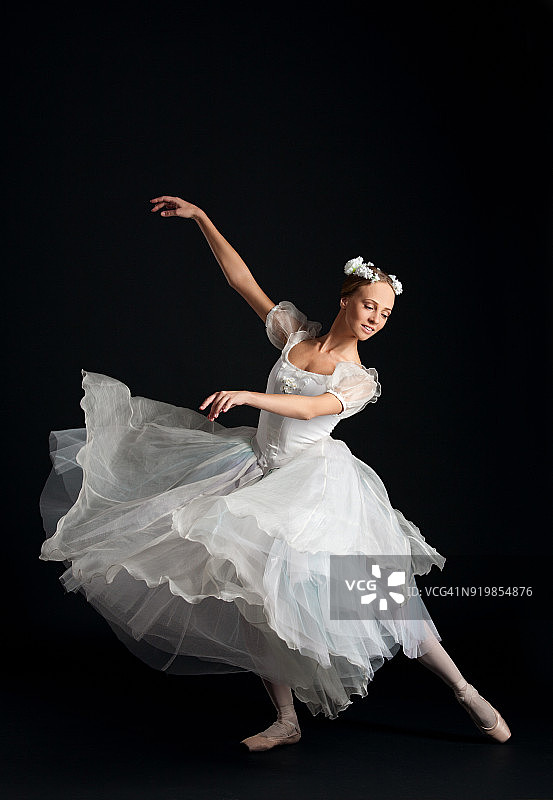 黑背景上的芭蕾舞演员图片素材