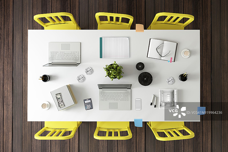 团队办公室桌面俯视图图片素材