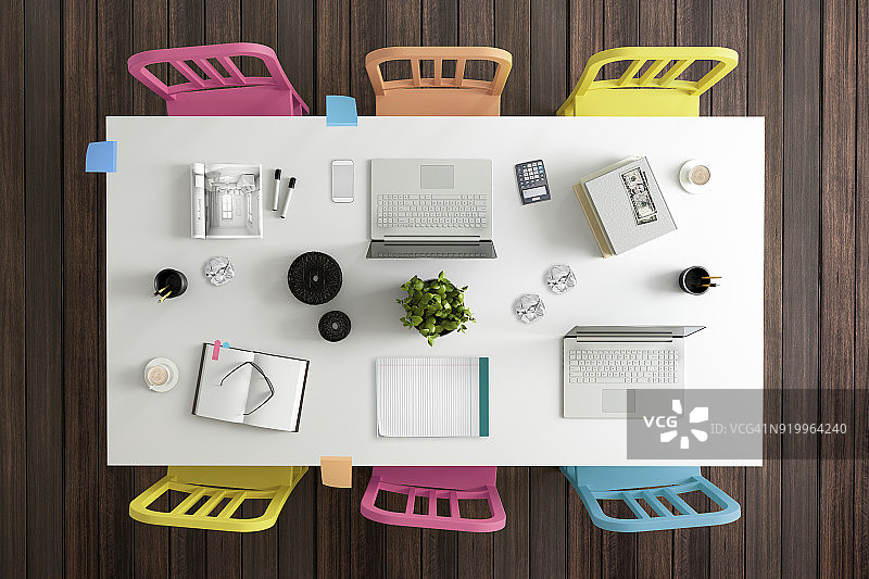 团队办公室桌面俯视图图片素材
