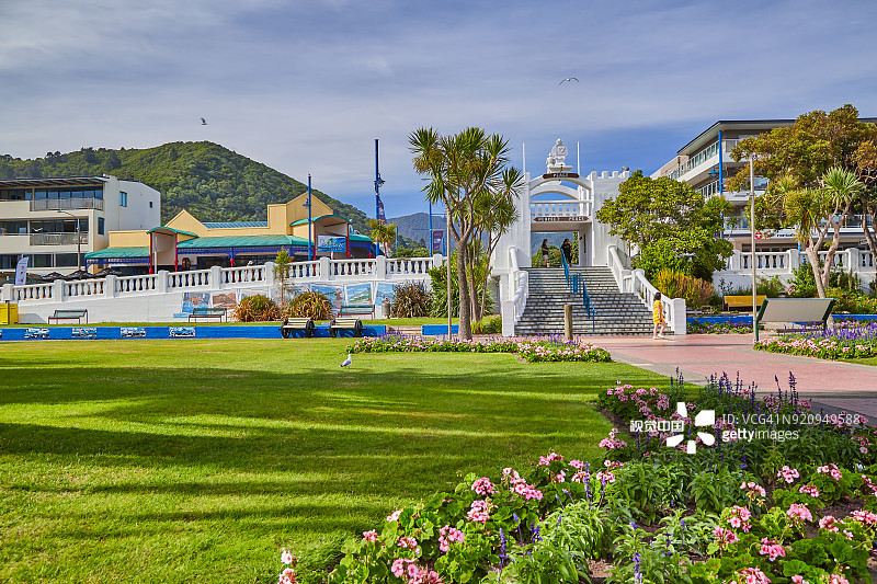 新西兰南岛马尔堡皮克顿镇中心图片素材