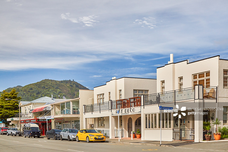 新西兰南岛马尔堡皮克顿镇中心图片素材