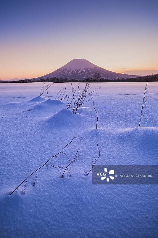 阳光下的日本北海道羊蹄山图片素材