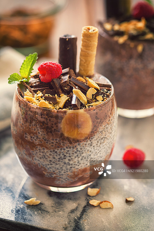 巧克力香蕉奇亚籽布丁图片素材