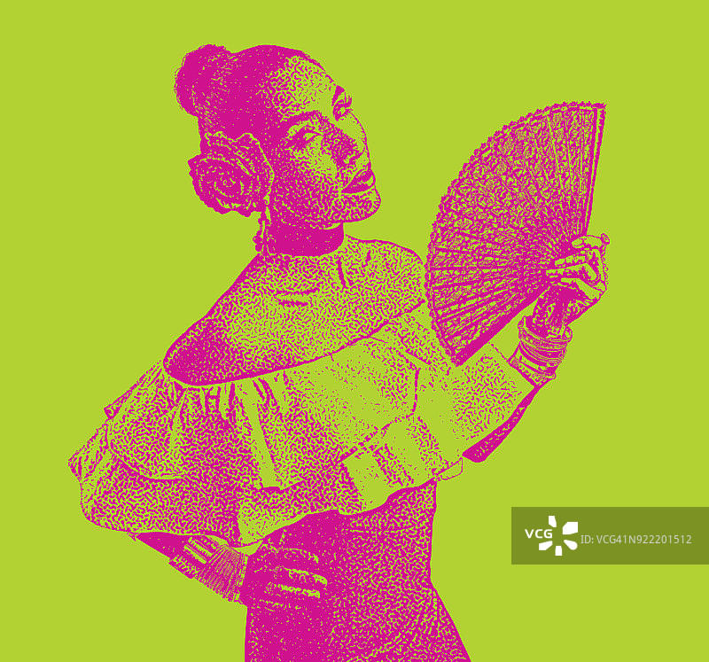 跳拉丁舞的西班牙裔女人的彩色肖像图片素材