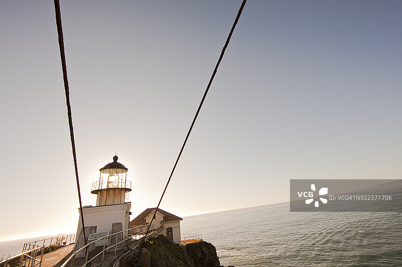 博尼塔角灯塔与缆线图片素材