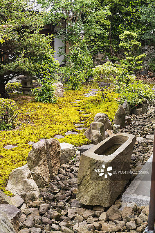 日本京都知恩寺水箱的苔藓石园图片素材