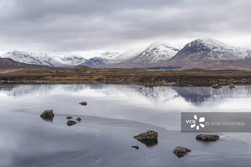 英国苏格兰兰诺赫荒原和黑色山脉图片素材