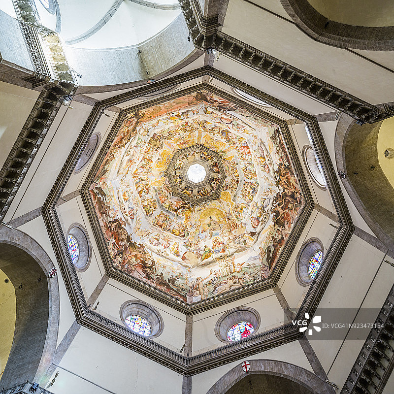 圣母百花大教堂：穹顶上的《最后的审判》壁画图片素材