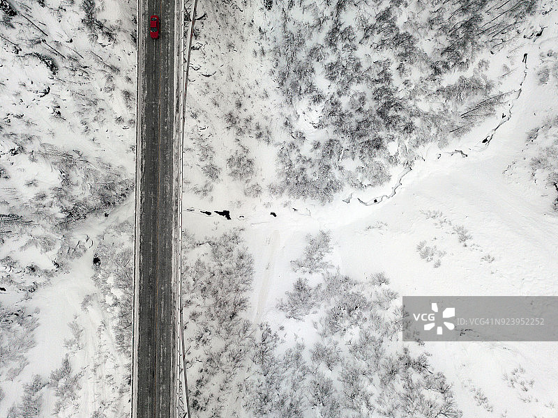 阿拉斯加冬季景观和飓风峡谷大桥航拍图片素材